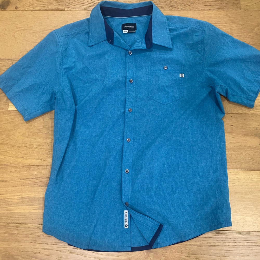 Marmot Men's Blue Short Sleeve outdoors Shirt size XL VGUC